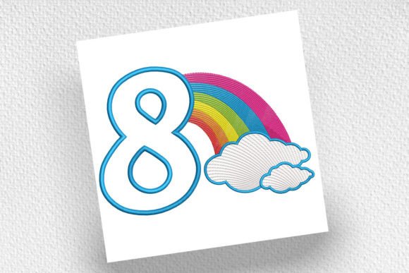 Rainbow Birthday Number Eight