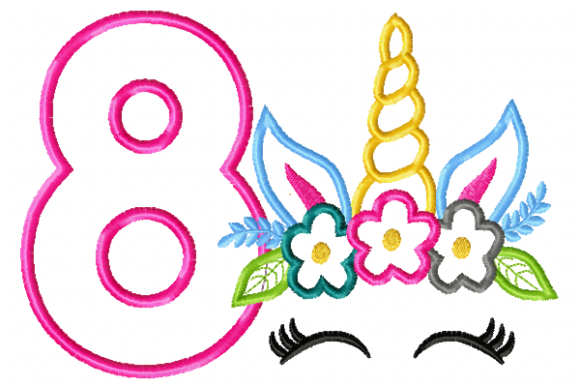 Unicorn Face Birthday Number 8 Review